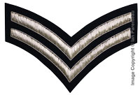 2 Stripe Chevrons Badge Silver Bullion on Blue