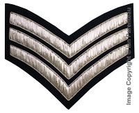 3 Stripe Chevrons Badge Silver Bullion on Blue