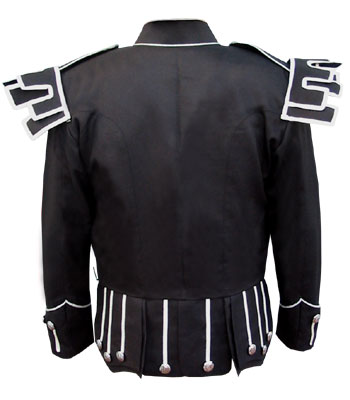 Black Traditional Scots Guards Style Doublet with Castellated Shoulder Shells - Image 3
