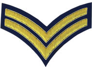 2 Stripe Chevrons Badge Gold Bullion on Blue