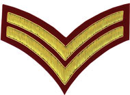 2 Stripe Chevrons Badge Gold Bullion on Red