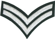2 Stripe Chevrons Badge Silver Bullion on Green