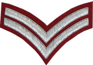 2 Stripe Chevrons Badge Silver Bullion on Red