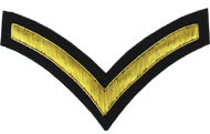 1 Stripe Chevron Badge Gold Bullion on Black