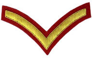 1 Stripe Chevron Badge Gold Bullion on Red