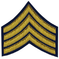 4 Stripe Chevrons Badge Gold Bullion on Blue