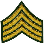 4 Stripe Chevrons Badge Gold Bullion on Green