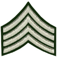 4 Stripe Chevrons Badge Silver Bullion on Green