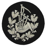 Pipe Major Badge Silver Bullion on Black