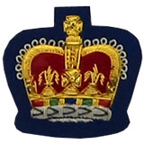 Queens Crown Badge Gold Bullion on Blue