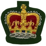Queens Crown Badge Gold Bullion on Green