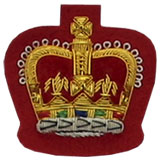 Queens Crown Badge Gold Bullion on Red