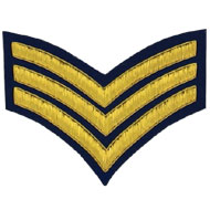 3 Stripe Chevrons Badge Gold Bullion on Blue