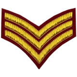 3 Stripe Chevrons Badge Gold Bullion on Red