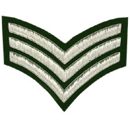 3 Stripe Chevrons Badge Silver Bullion on Green