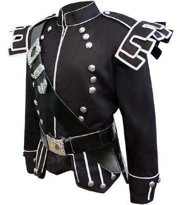 Black Traditional Scots Guards Style Doublet with Castellated Shoulder Shells - Image 5