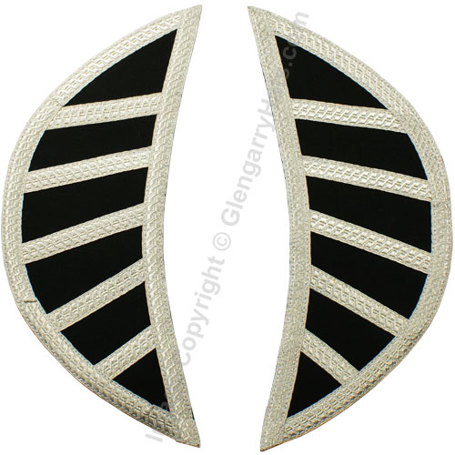 Black Gabardine Wool Silver 5 Bar Trim Doublet Shoulder Shells