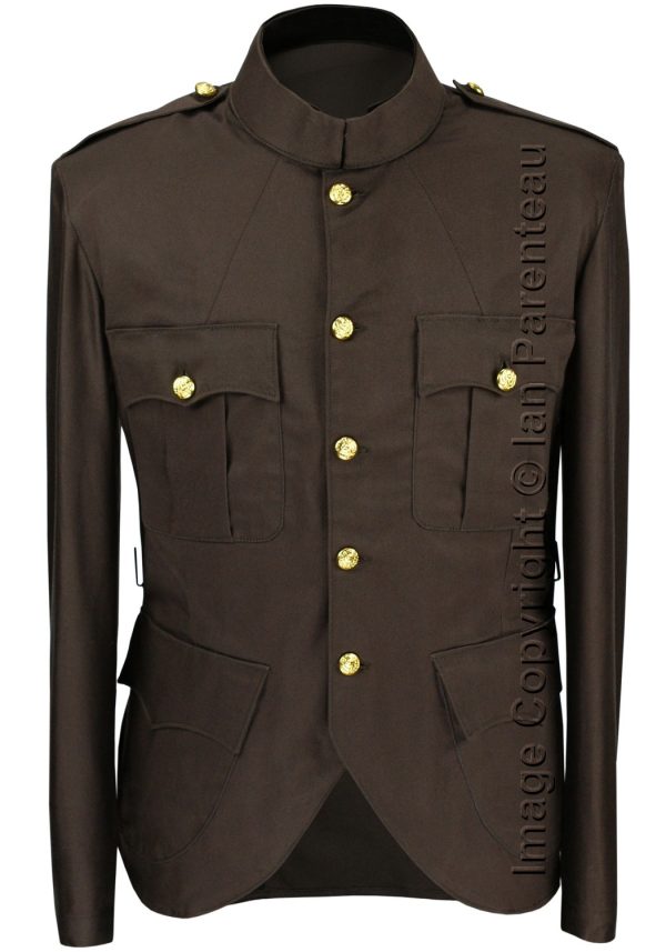 Brown Canadian Military Style 4 Pocket Cutaway Tunic