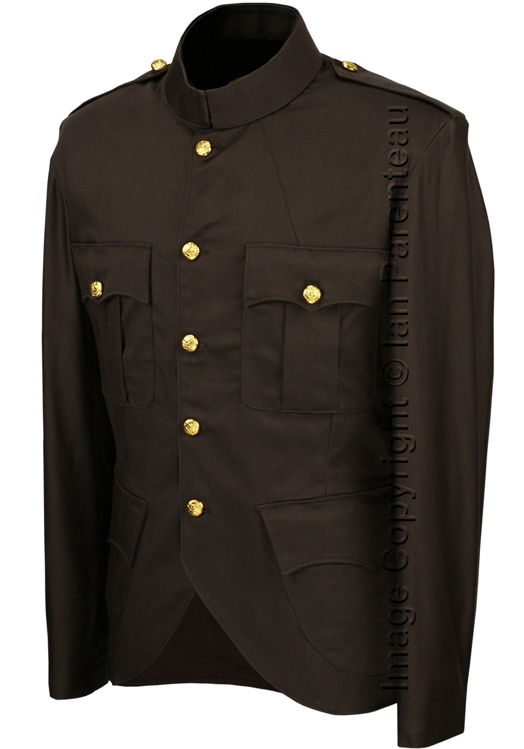 Brown Canadian Military Style 4 Pocket Cutaway Tunic - Image 6