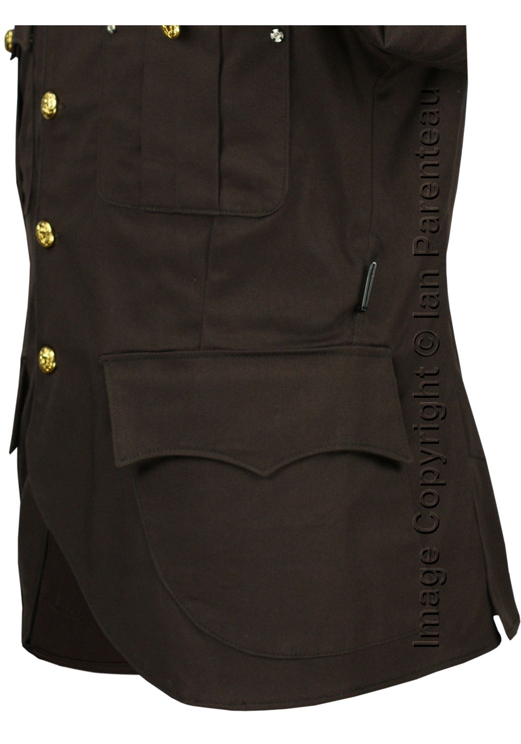 Brown Canadian Military Style 4 Pocket Cutaway Tunic - Image 5
