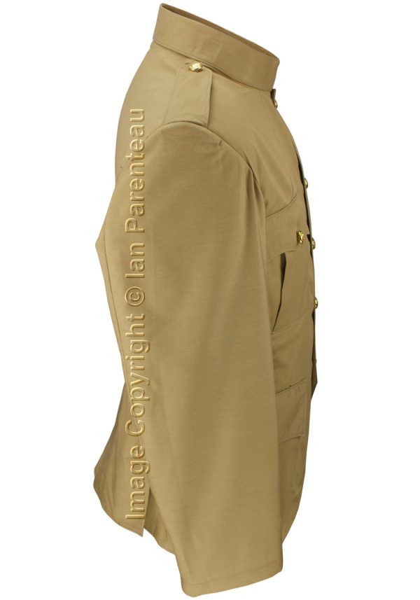 Tan Canadian Military Style 4 Pocket Cutaway Tunic
