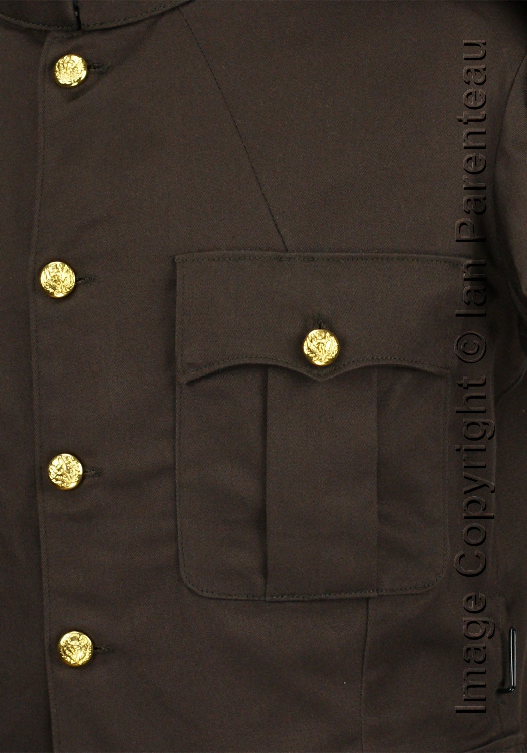 Brown Canadian Military Style 4 Pocket Cutaway Tunic - Image 8