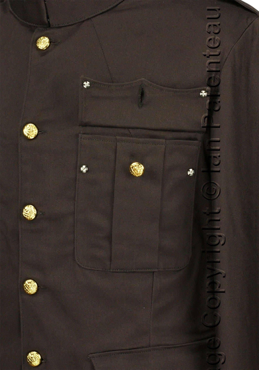 Brown Canadian Military Style 4 Pocket Cutaway Tunic - Image 7