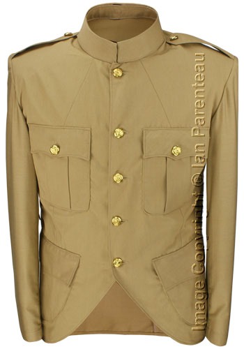 Tan Canadian Military Style 4 Pocket Cutaway Tunic