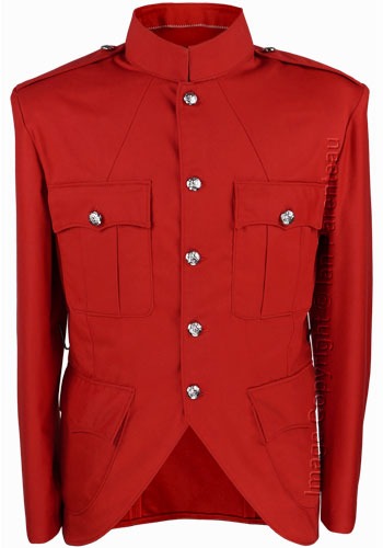 Red Canadian Military Style 4 Pocket Cutaway Tunic