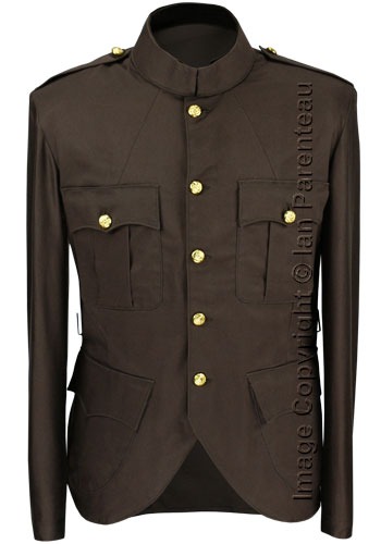 Brown Canadian Military Style 4 Pocket Cutaway Tunic