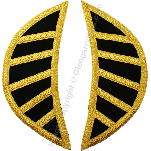Black Melton Wool Gold 5 Bar Trim Doublet Shoulder Shells