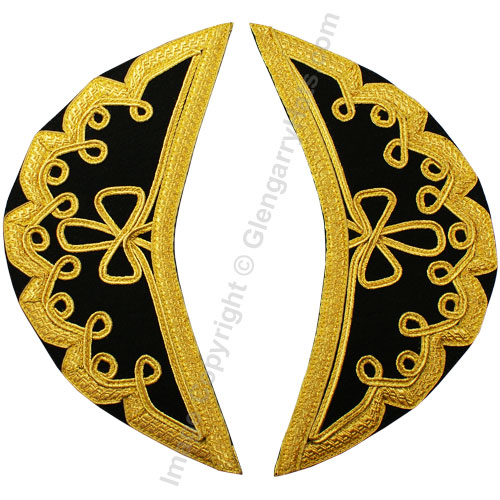 Black Melton Wool Gold Scroll Trim Doublet Shoulder Shells