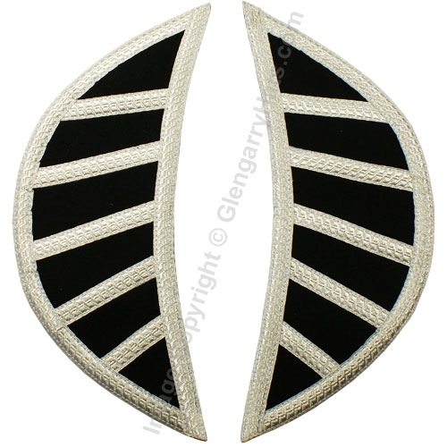 Black Melton Wool Silver 5 Bar Trim Doublet Shoulder Shells (Copy)