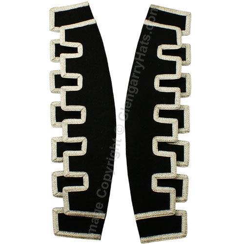 Black Melton Wool Silver Braid Castellated Trim Doublet Shoulder Shells