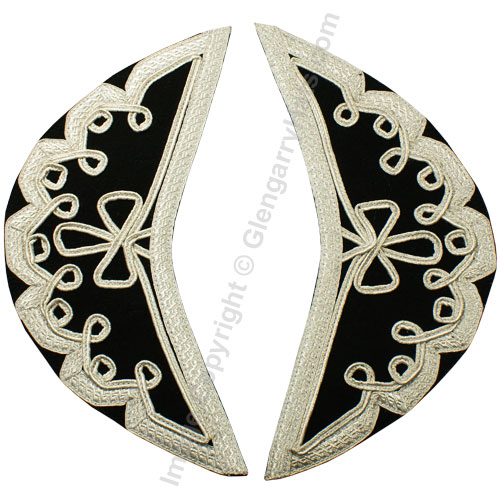 Black Melton Wool Silver Scroll Trim Doublet Shoulder Shells