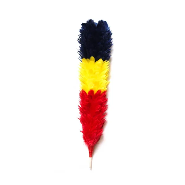 Feather Bonnet Hackle Navy Blue Yellow Red 12 Inches