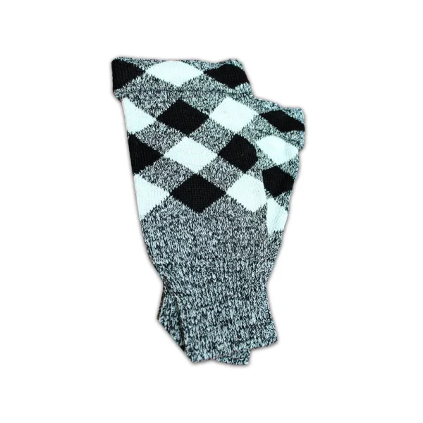 Acrylic Wool Scottish Hose Top Diced Black And White