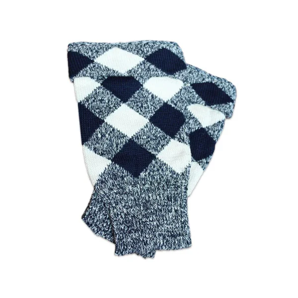 Acrylic Wool Scottish Hose Top Diced Navy Blue And Cream